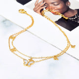 316L Stainless Steel 2 Layer Natural Shells Butterfly Charm Anklet