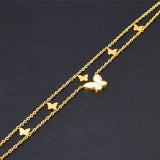 316L Stainless Steel 2 Layer Natural Shells Butterfly Charm Anklet