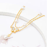 High-end 2 Layer Pearl Shells Butterfly Anklet for Women