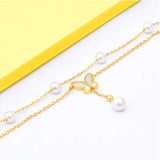 High-end 2 Layer Pearl Shells Butterfly Anklet for Women