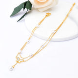 High-end 2 Layer Pearl Shells Butterfly Anklet for Women