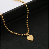 316L Stainless Steel Beaded Heart Charm Anklet for Women