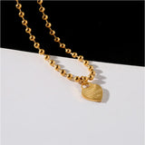 316L Stainless Steel Beaded Heart Charm Anklet for Women
