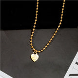 316L Stainless Steel Beaded Heart Charm Anklet for Women