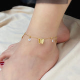 316L Stainless Steel Zircon Butterfly Charm Anklet Necklace