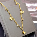 316L Stainless Steel Zircon Butterfly Charm Anklet Necklace
