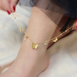 316L Stainless Steel Zircon Butterfly Charm Anklet Necklace