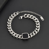 316L Stainless Steel Square Charms Chain Choker Bracelet Necklace
