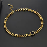 316L Stainless Steel Square Charms Chain Choker Bracelet Necklace