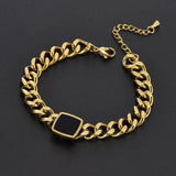 316L Stainless Steel Square Charms Chain Choker Bracelet Necklace