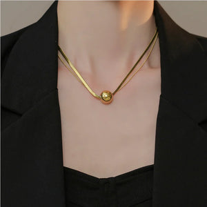 High-end 2 Layer Stainless Steel Chain Necklace Pendant