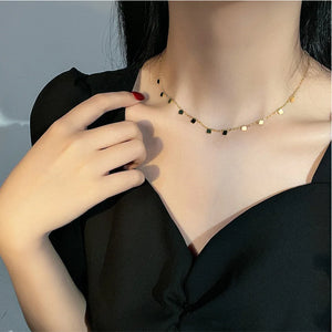 316L Stainless Steel Square Charms Chain Choker Necklace