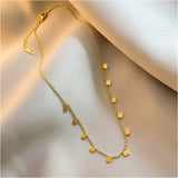 316L Stainless Steel Square Charms Chain Choker Necklace