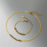 High-end Zircon Charm Snake Chain Bracelets Necklaces