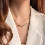 High-end Zircon Charm Snake Chain Bracelets Necklaces