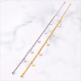 316L Stainless Steel Double Layer Anklet with 5 Frosted Butterflies
