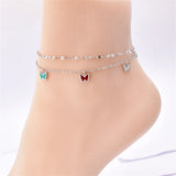 Stainless Steel 2 Layer Shell Butterfly Chain Anklets