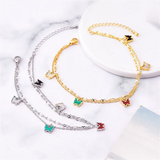Stainless Steel 2 Layer Shell Butterfly Chain Anklets