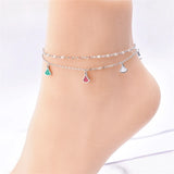 316L Stainless Steel 2 Layer Shell Fan Skirt Charm Chain Anklet