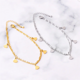 316L Stainless Steel 2 Layer Shell Fan Skirt Charm Chain Anklet