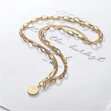Vintage Round Queen Coin Charm Thick Chain Choker Necklace