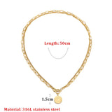 Vintage Round Queen Coin Charm Thick Chain Choker Necklace