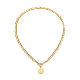 Vintage Round Queen Coin Charm Thick Chain Choker Necklace