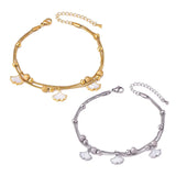 316L Stainless Steel 2-layer Frosted Beads Ginkgo Leaf Anklets