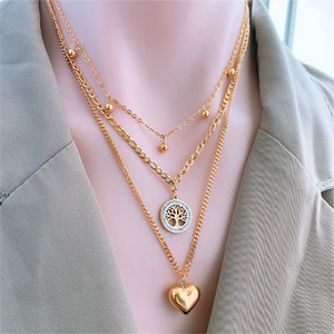 316L Stainless Steel 3-Layer Zircon Life Tree Choker Necklace