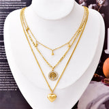 316L Stainless Steel 3-Layer Zircon Life Tree Choker Necklace