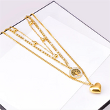 316L Stainless Steel 3-Layer Zircon Life Tree Choker Necklace