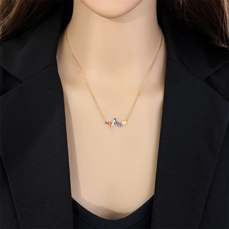 Colorful Heart Rate Charms Choker Necklace for Women