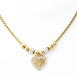 316L Stainless Steel Life Tree Charm Snake Chain Choker Necklace