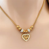 316L Stainless Steel Life Tree Charm Snake Chain Choker Necklace