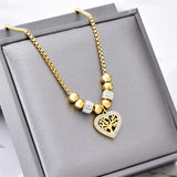 316L Stainless Steel Life Tree Charm Snake Chain Choker Necklace
