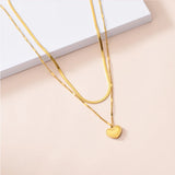 316L Stainless Steel Heart Carving 2 Layer Charm Choker Necklace Pendant