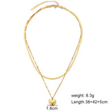 316L Stainless Steel Heart Carving 2 Layer Charm Choker Necklace Pendant