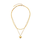 316L Stainless Steel Heart Carving 2 Layer Charm Choker Necklace Pendant