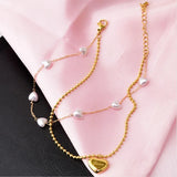 316L Stainless Steel Love Charm Chain Anklet for Women