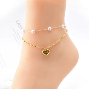316L Stainless Steel Love Charm Chain Anklet for Women