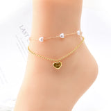 316L Stainless Steel Love Charm Chain Anklet for Women