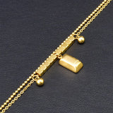 316L Stainless Steel 2 Layer Charm Chain Anklet For Women