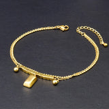 316L Stainless Steel 2 Layer Charm Chain Anklet For Women