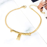 316L Stainless Steel 2 Layer Charm Chain Anklet For Women