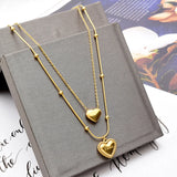2 Layer 2 Love Heart Beaded Charms Chain Choker Necklaces & Pendants