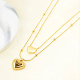 2 Layer 2 Love Heart Beaded Charms Chain Choker Necklaces & Pendants