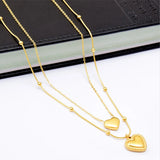 2 Layer 2 Love Heart Beaded Charms Chain Choker Necklaces & Pendants
