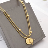 316L Stainless Steel Beaded Sun Charms Chain Choker Necklace