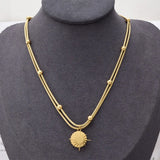 Layered Beaded Sun Charms Choker Necklace
