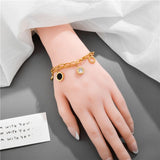 316L Stainless Steel 2 Layer Shells Round Roman Numerals Bracelet